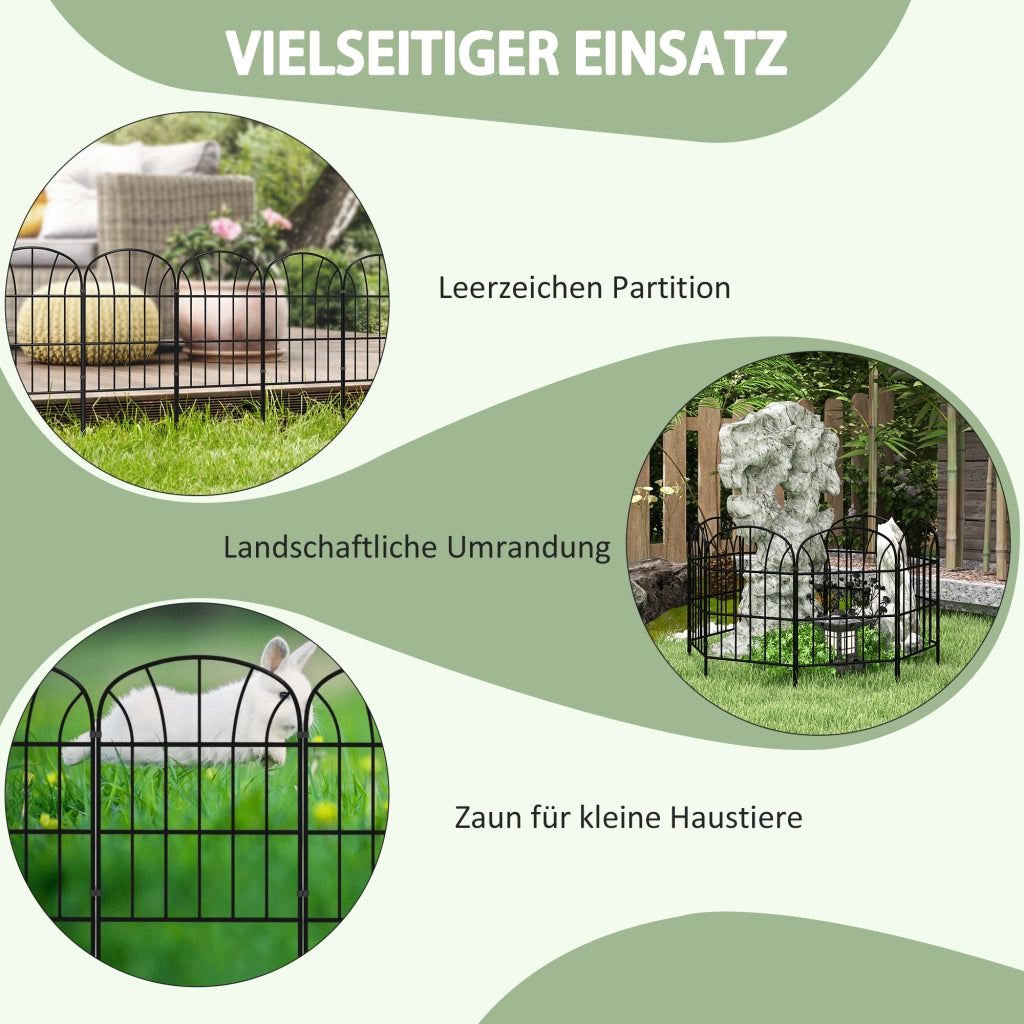 Recinzione per giardino ¨C zephmum ¨C 8 elementi, metallo, nero, 264x61 cm