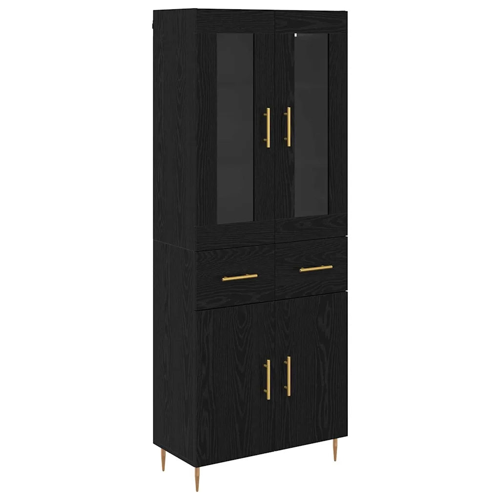 Credenza con cassetto 2 pcs Rovere Nero Legno multistrato