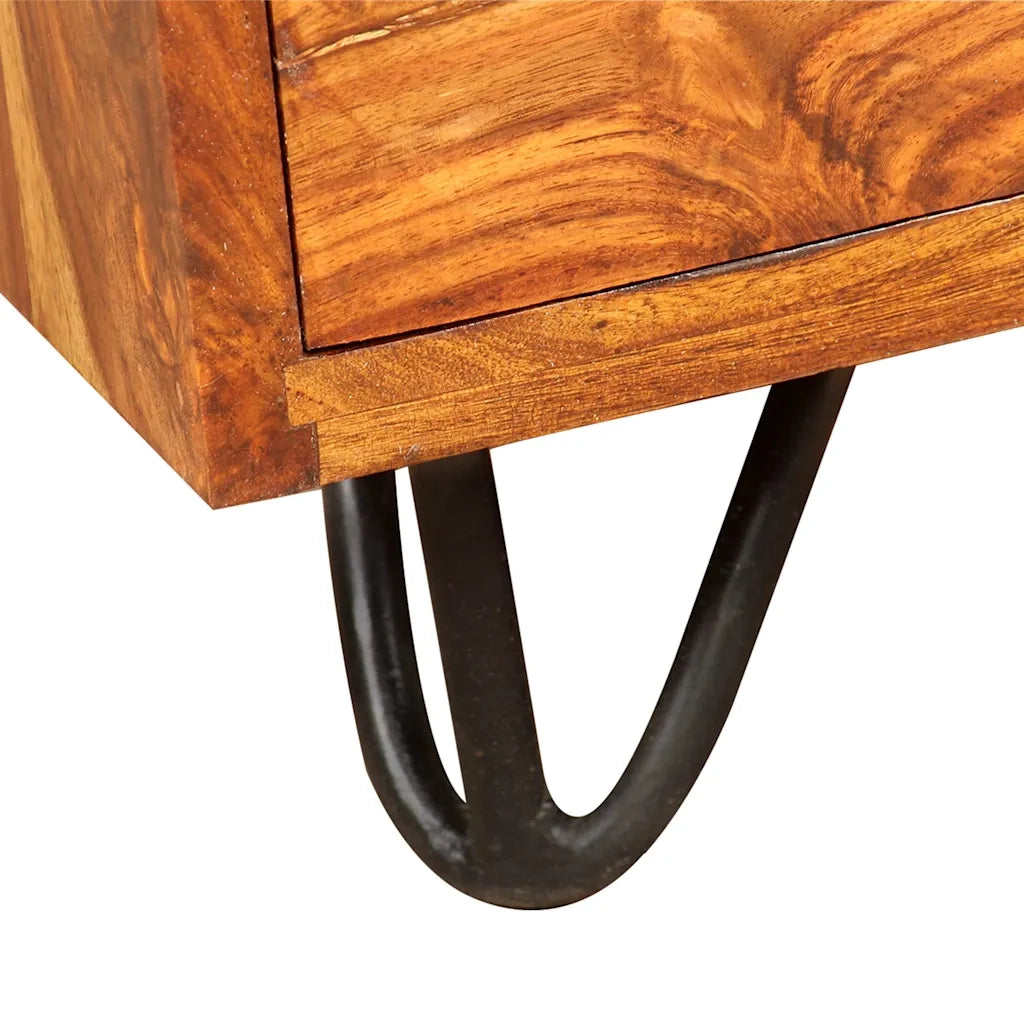 Scrivania con 1 Cassetto 1 Armadietto Legno Massello Acacia 244359