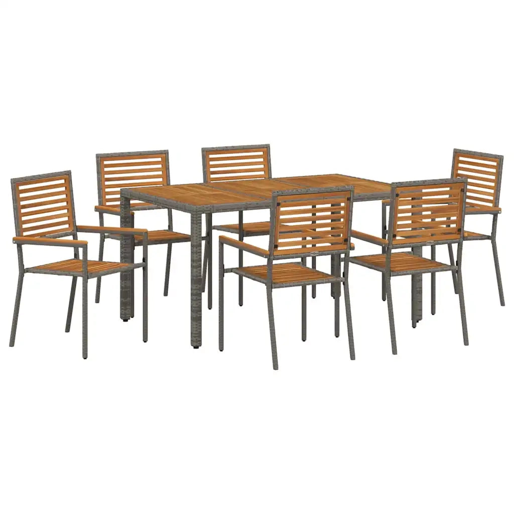 vidaXL Set da Pranzo per Giardino 7 pcs Grigio 150 x 90 x 75 cm