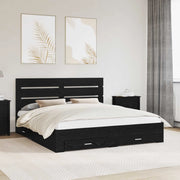 Struttura del letto-Giroletto Rovere Nero 180 x 200 cm Legno multistrato 829700