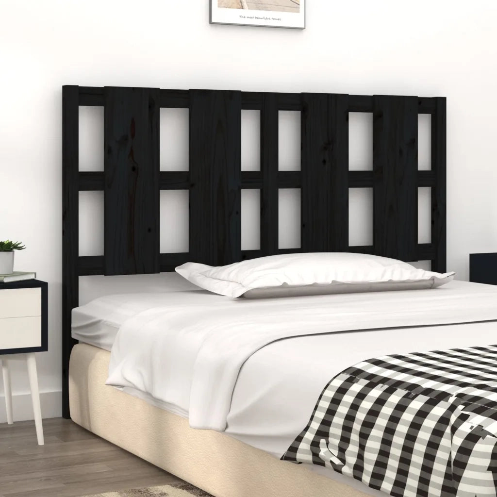 Testiera per Letto-Testata-Testiera Decorativa Nera 145,5x4x100cm in Legno Massello di Pino 935267