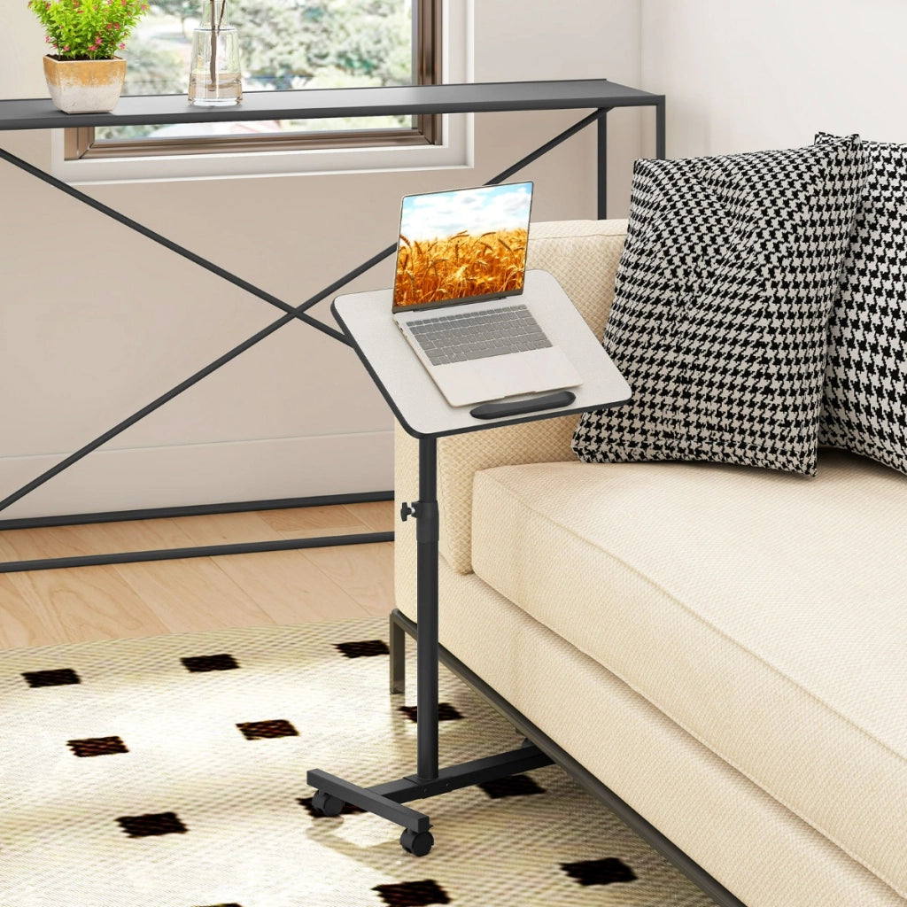 Tavolo laterale regolabile con altezza regolabile e piano inclinabile, Tavolino con ruote per soggiorno e camera da letto Grigio-Tavolini per laptop