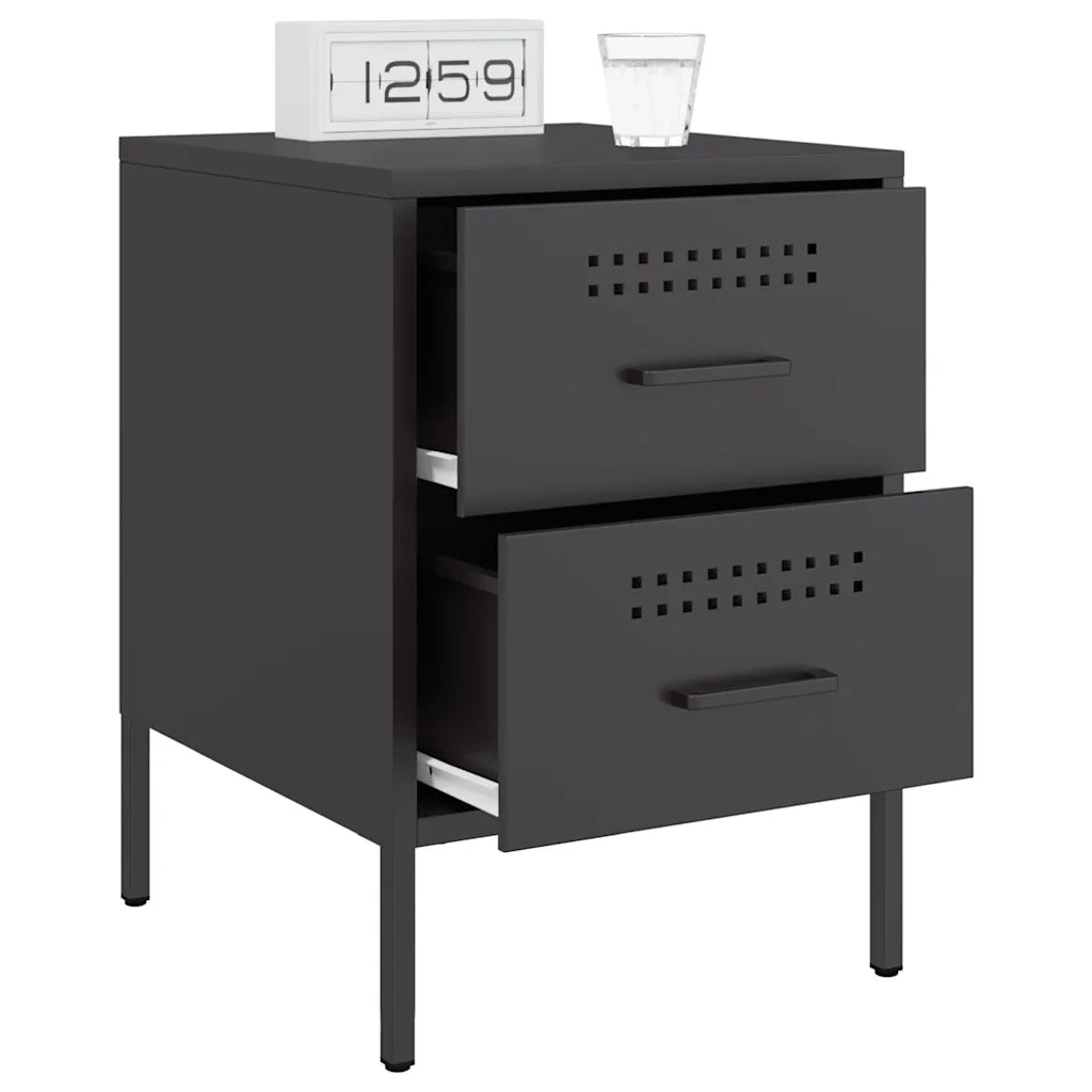vidaXL Comodino Nero 36x39x50,5 cm in Acciaio