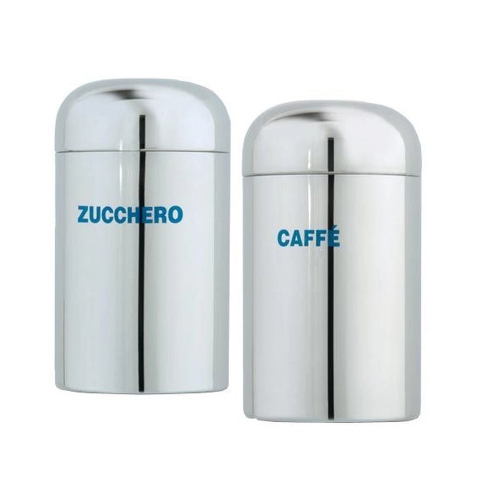 Set 2 Barattoli da cucina in acciaio 1 kg Zucchero + Caffe'
