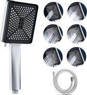 Douchekop waterbesparende 6straalsoorten con gomito 15 m grande douchekop anti-kalk sfera doppio getto economizzatore douchekop cromato (argento) - alta pressione