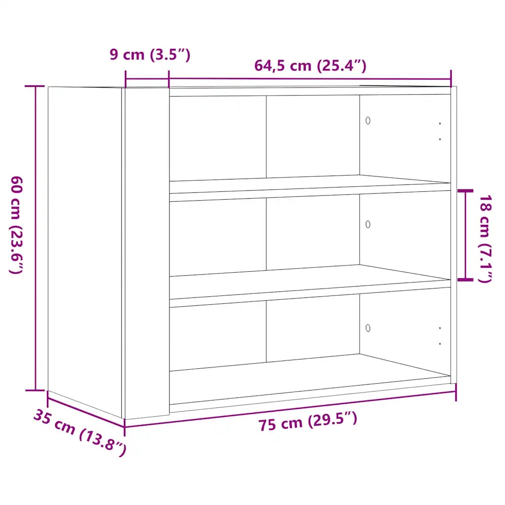 vidaXL Armadietto a Muro Grigio Cemento 75x35x60 cm in Truciolato