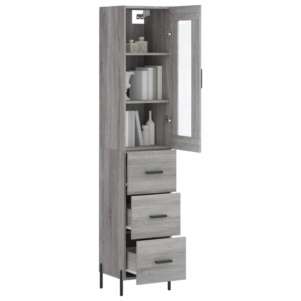 Credenza-Buffet-Armadio da cucina Grigio Sonoma 34,5x34x180 cm in Legno Multistrato 740282