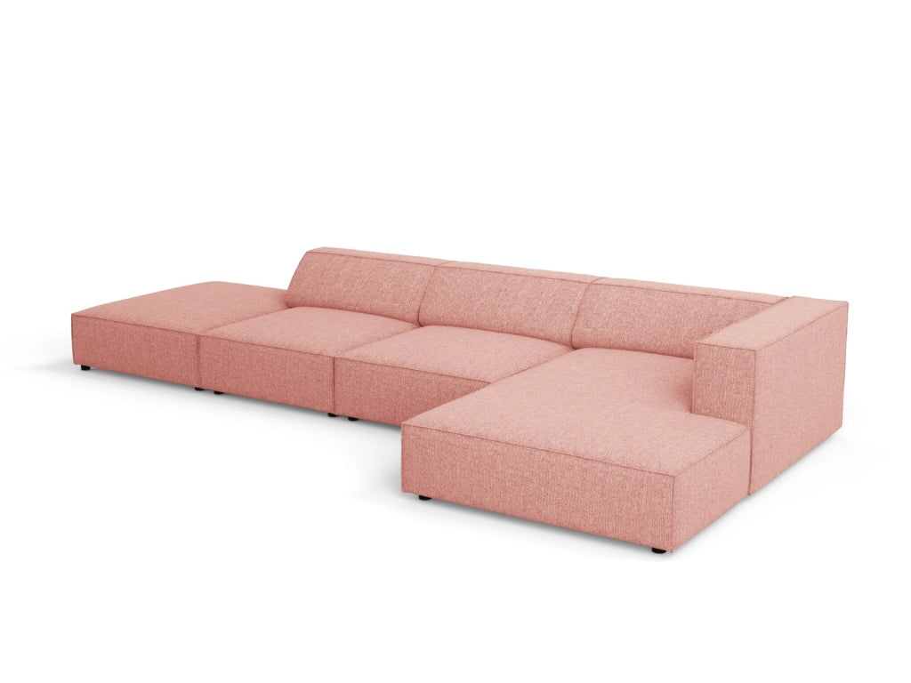 Cosmopolitan Design - Divano angolare destro "Arendal" 5 posti in ciniglia rosa 