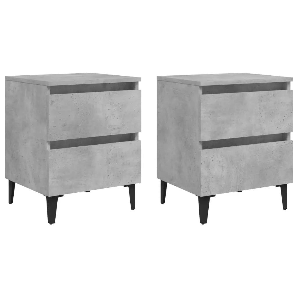 Set di 2 Comodini | Armadio da Notte | Mobiletto da notte Grigio Cemento 40x35x50 cm in Legno Multistrato
