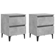 Set di 2 Comodini | Armadio da Notte | Mobiletto da notte Grigio Cemento 40x35x50 cm in Legno Multistrato