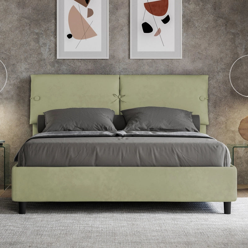 Letto imbottito Matrimoniale 160x190 cm Sleeper - Contenitore,Microfibra,Tè verde