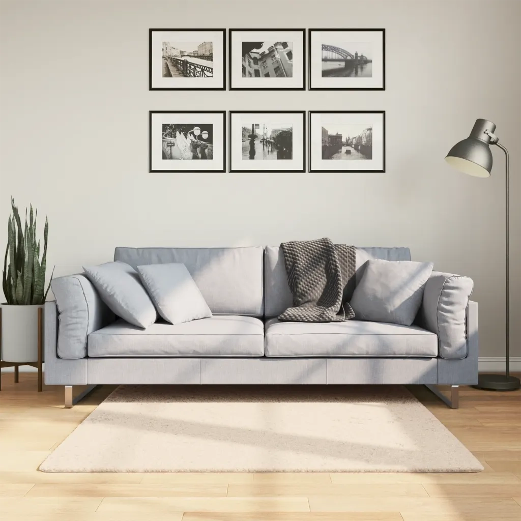 Tappeto del soggiorno | Tappeto a Pelo Corto HUARTE Morbido e Lavabile Beige 120x120 cm