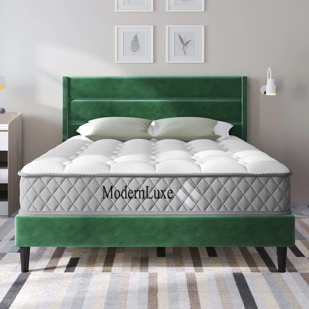 Letto Imbottito Matrimoniale con Testiera ¨C Xylo ¨C Velluto Verde Scuro 140x200