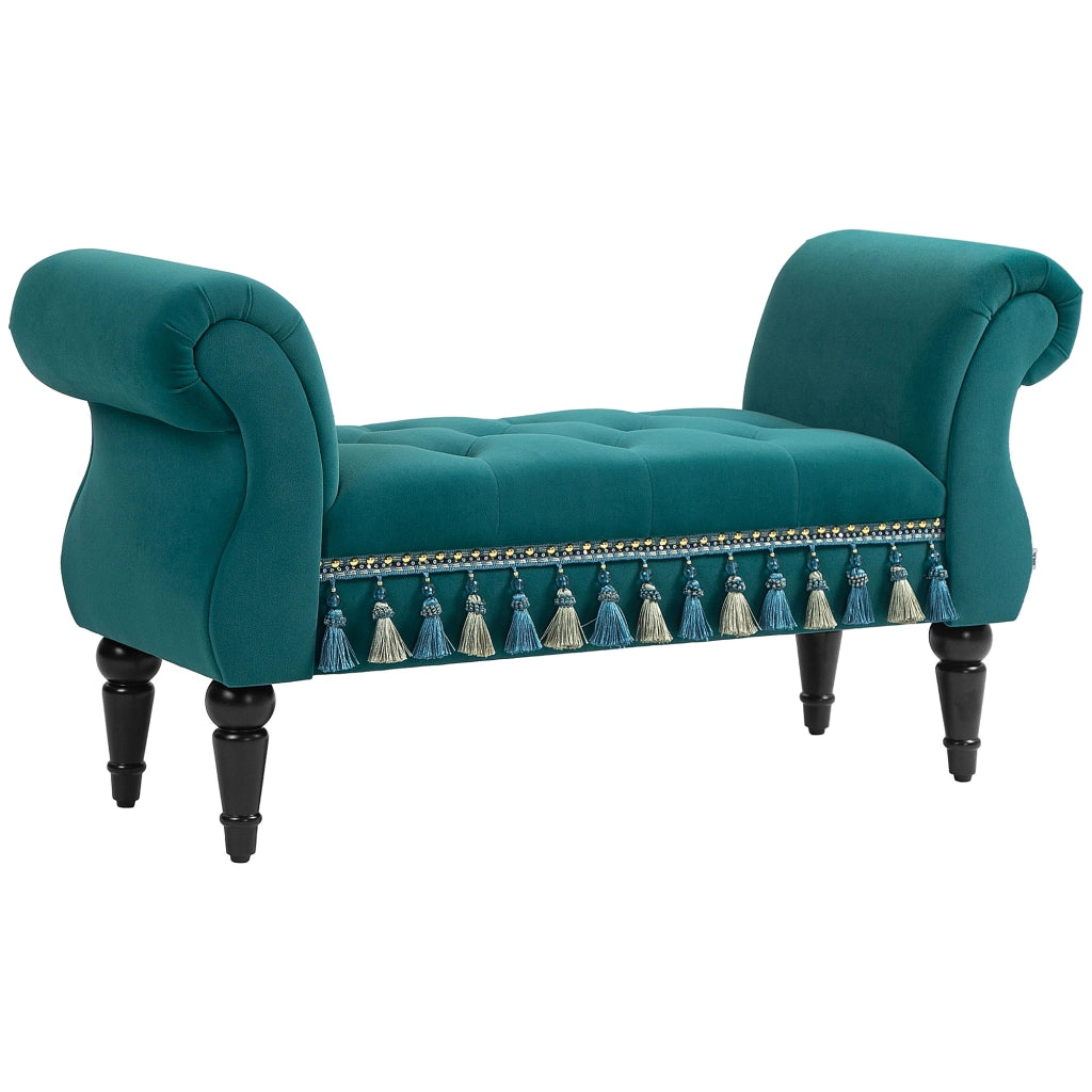 Panca imbottita in stile vintage, 117 x 40 x 58 cm, verde, per soggiorno, camera da letto e ingresso