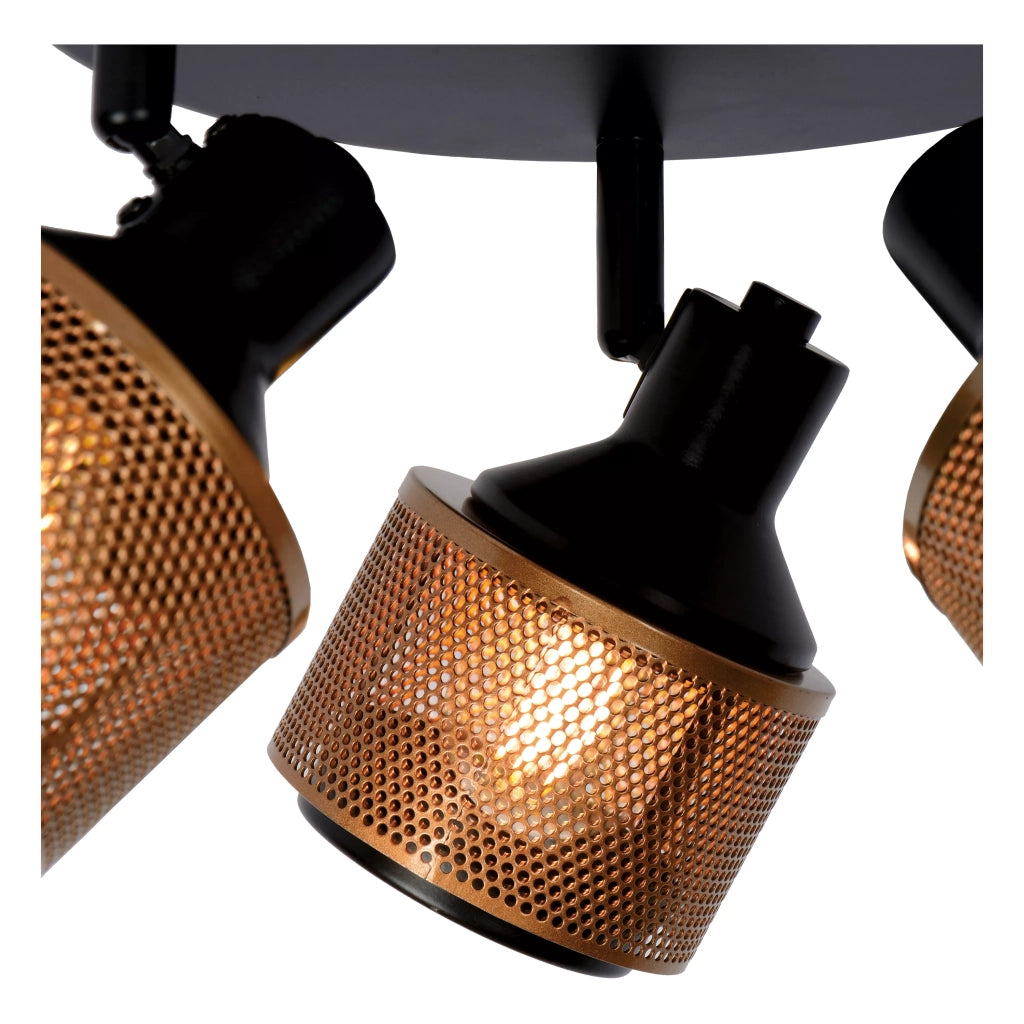 Plafoniera Lucide RAFA 3 faretti nero oro E14 35cm 40W