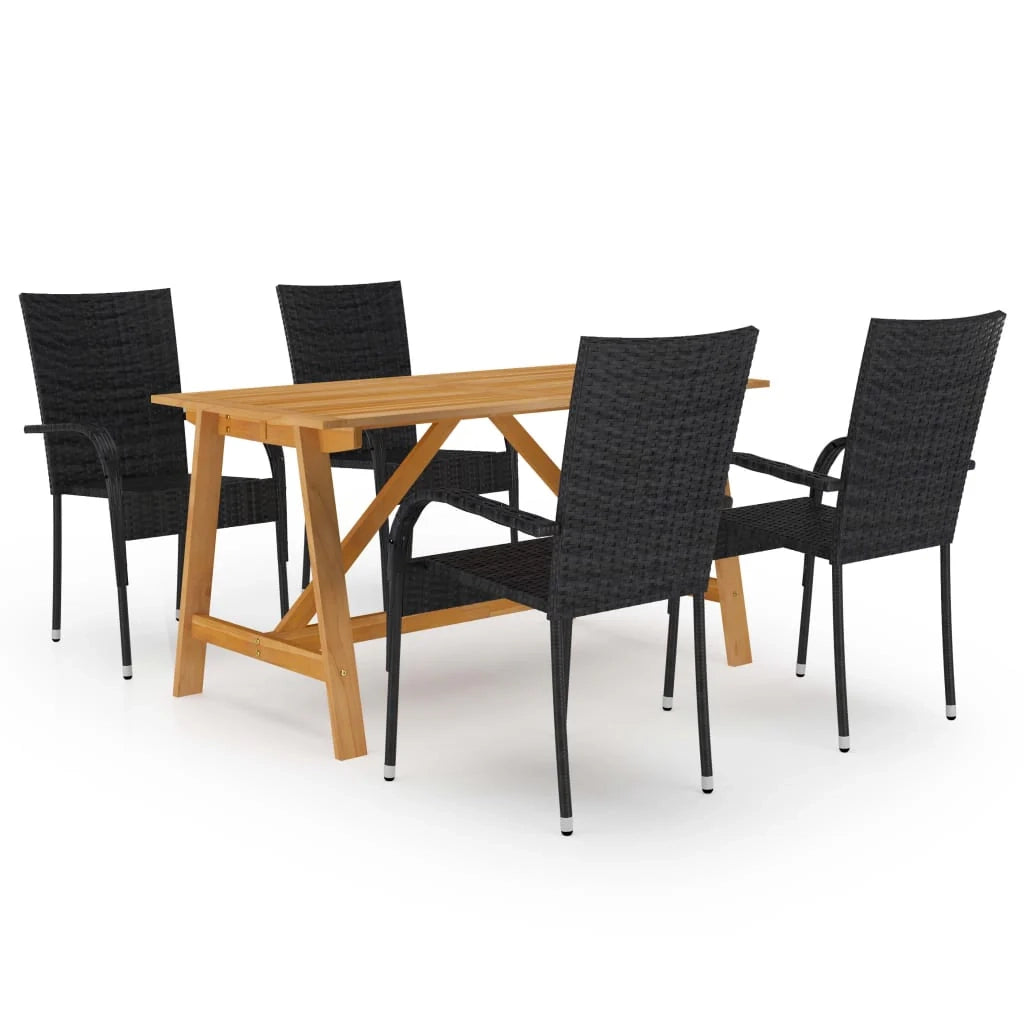 Set da pranzo da giardino mobili da esterno 5 pezzi nero 02_0013890