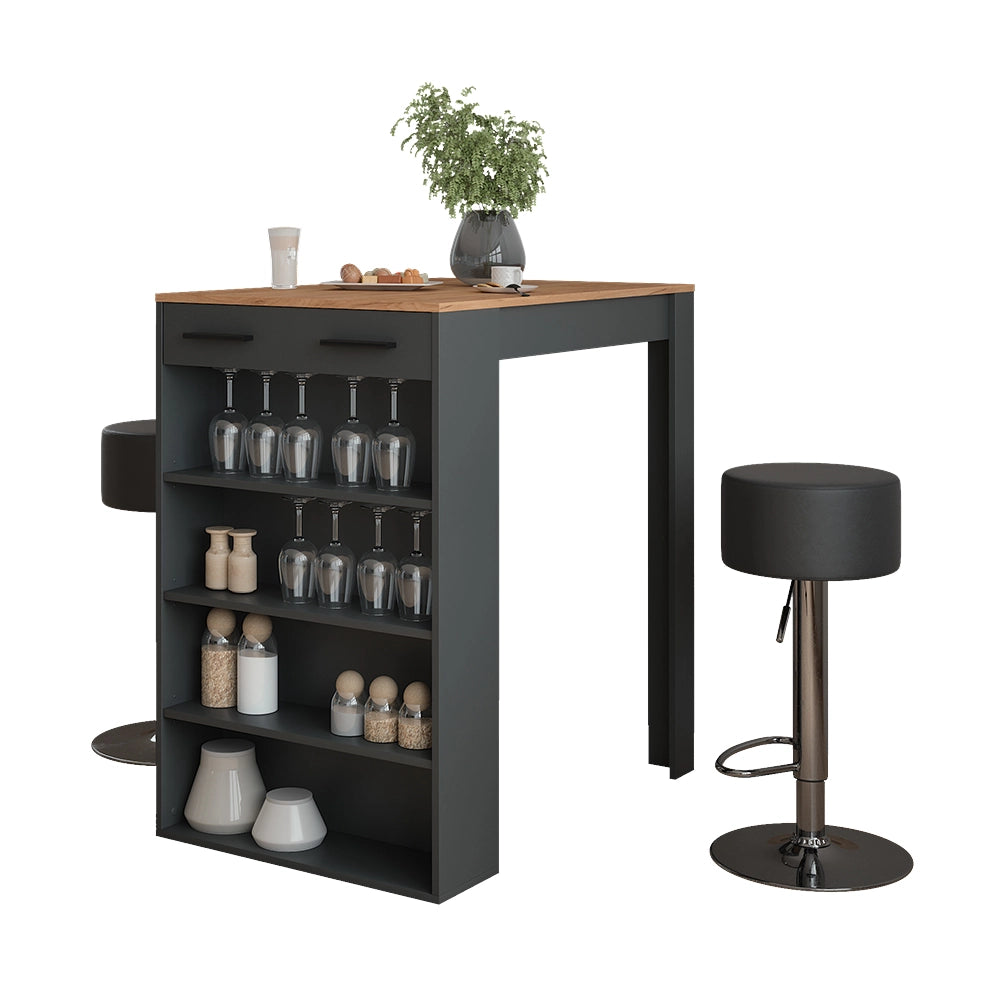 Vicco tavolo bar con sgabelli Antracite 67 x 100 cm con 2 sgabelli da bar