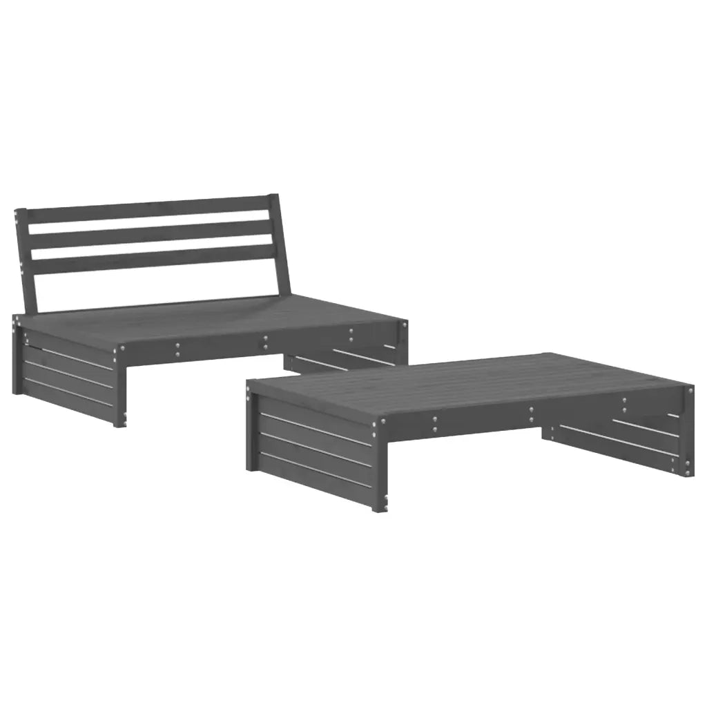 Set Salotto da Giardino 2 pz Grigio in Legno Massello di Pinocod mxl 70003