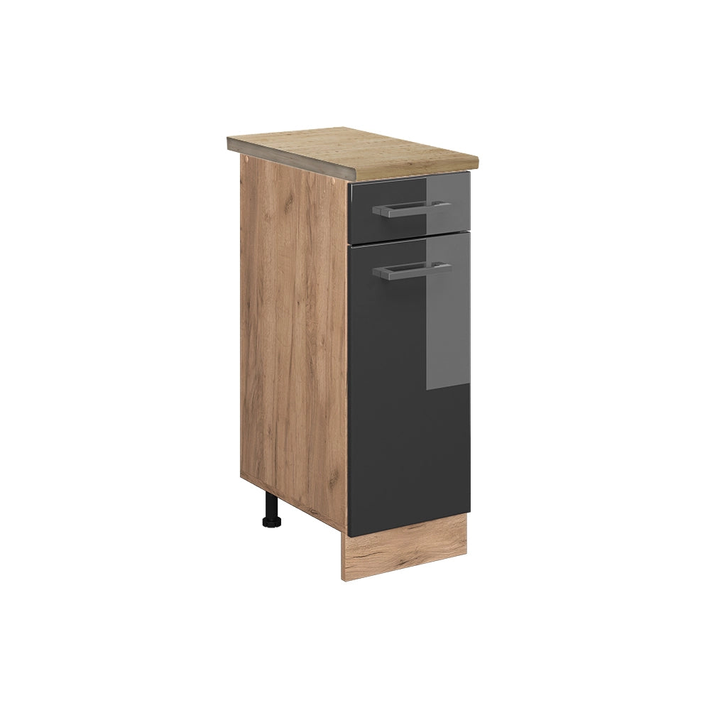 Vicco Mobiletto base per cucina Antracite lucido 30 cm , PL Rovere