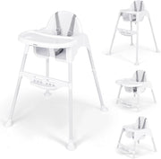 4 in 1 Seggiolone per Bambini, Seggiolone Papa con Vassoio Regolabile, Sedia da Terra per Bambini con Poggiapiedi, pert Bambini 6-36 Mesi (Bianco)