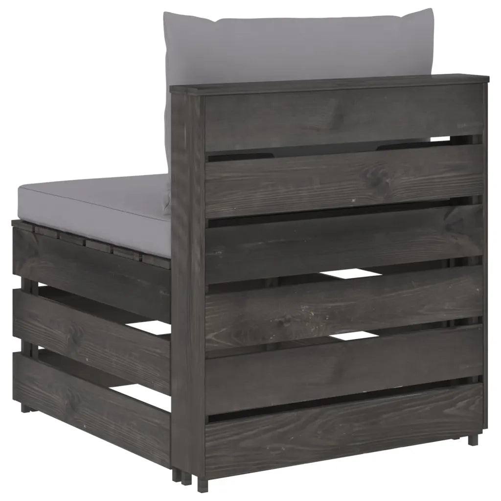 Divano Centrale Modulare con Cuscini in Legno Impregnato Grigio cod mxl 75050