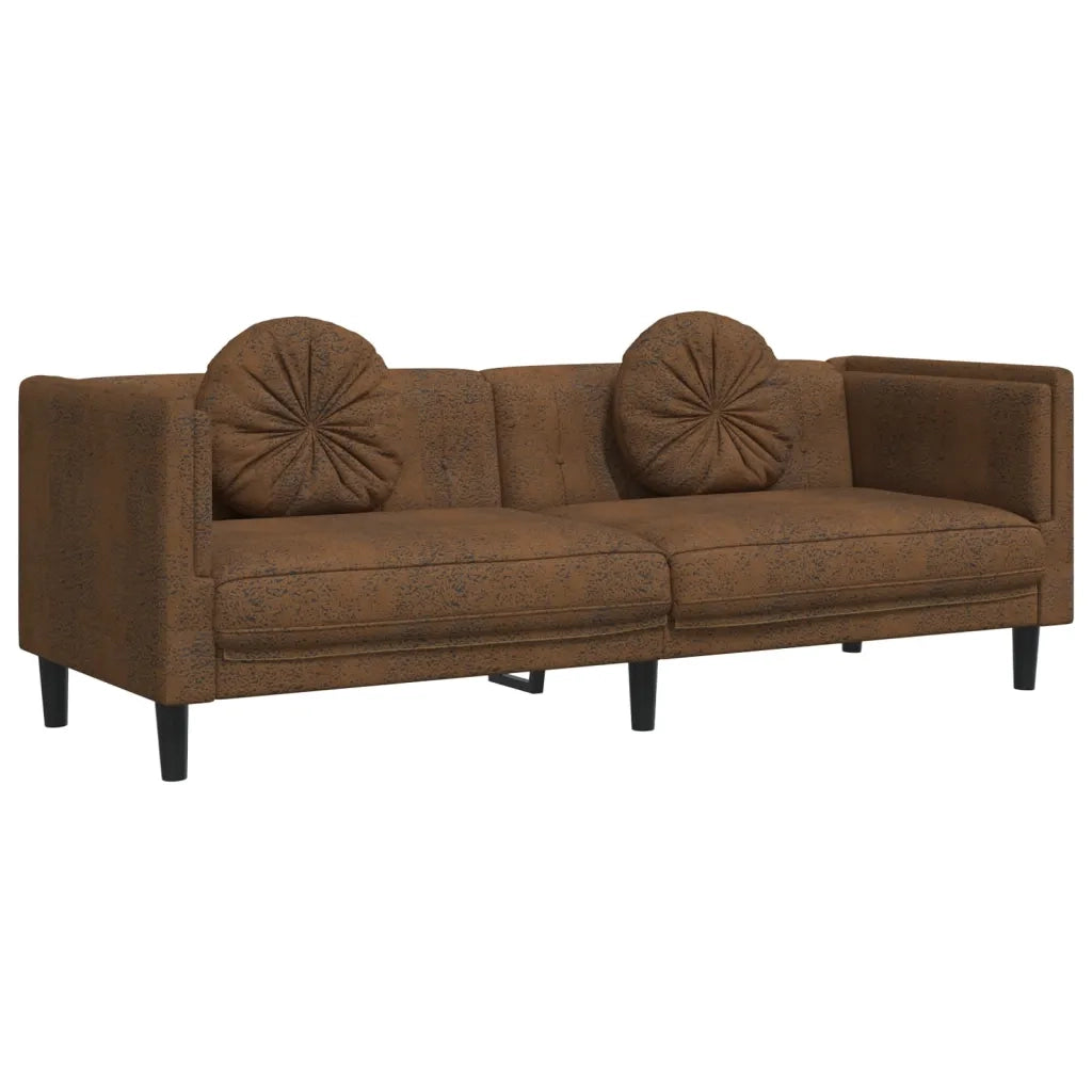 Set di Divani 2 pz con Cuscini Marrone in Velluto 3209266