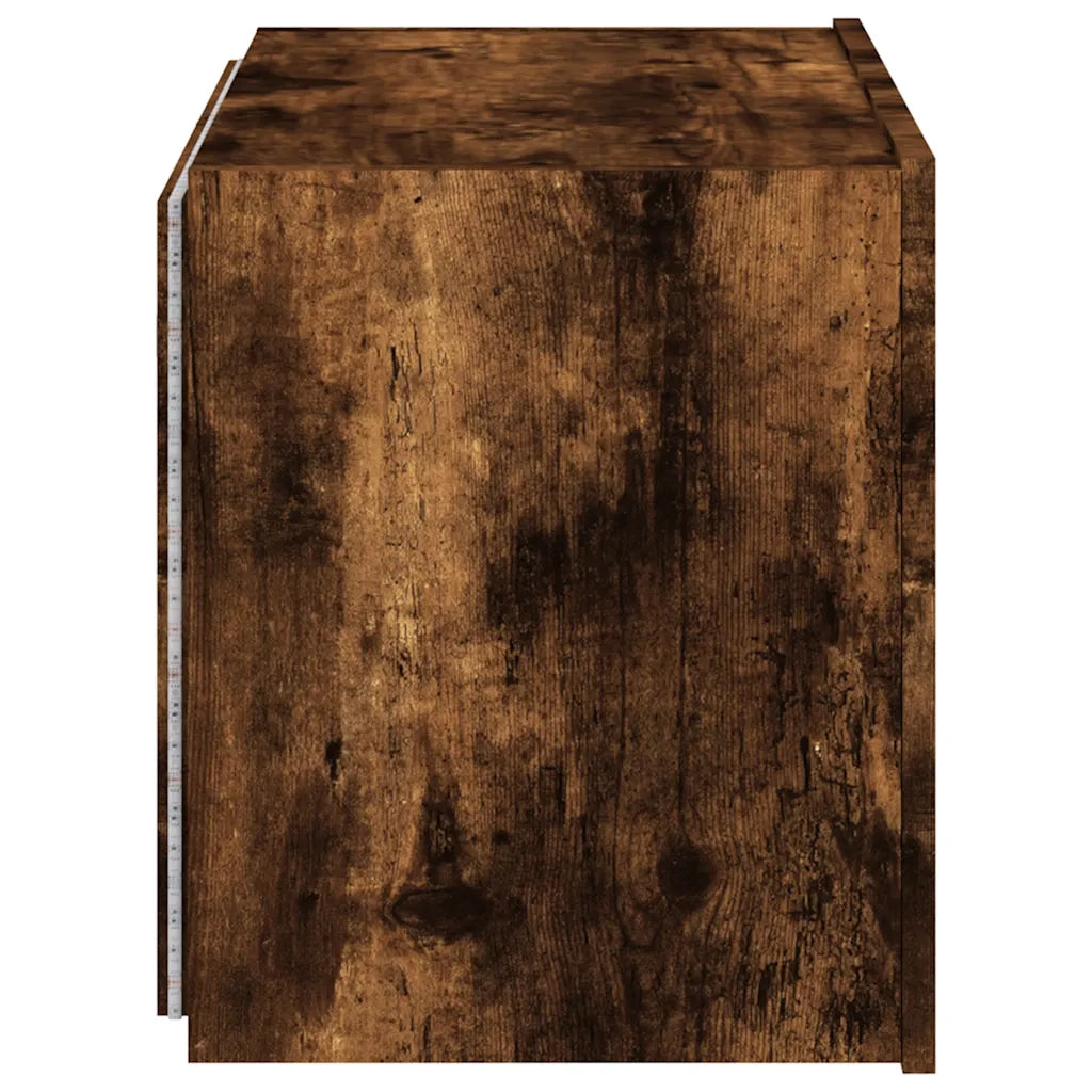 Mobile TV a Parete | Armadietto TV | Mobile Porta TV con Luci LED Rovere Fumo 60x35x41 cm