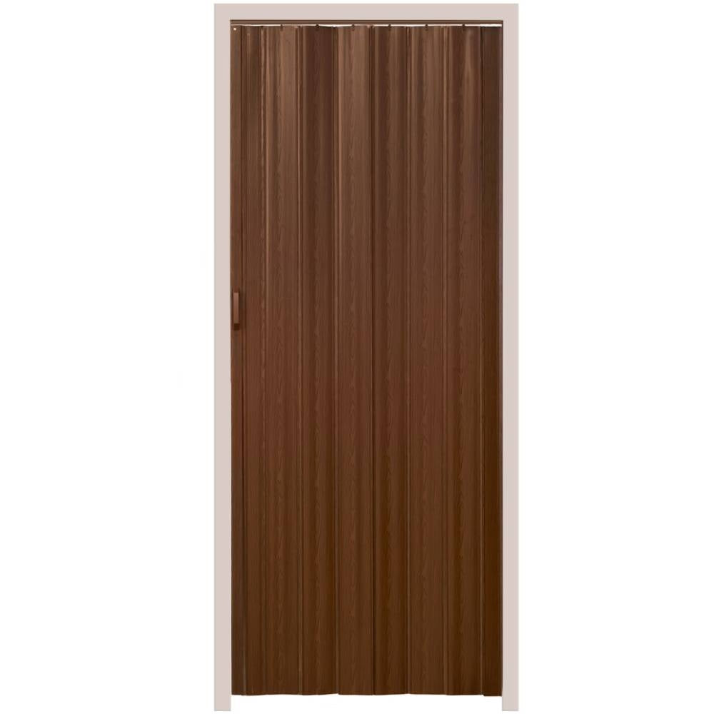 Porta bagno pieghevole a fisarmonica in PVC scorrevole allungabile larghezza 80 cm marrone 08_0000544