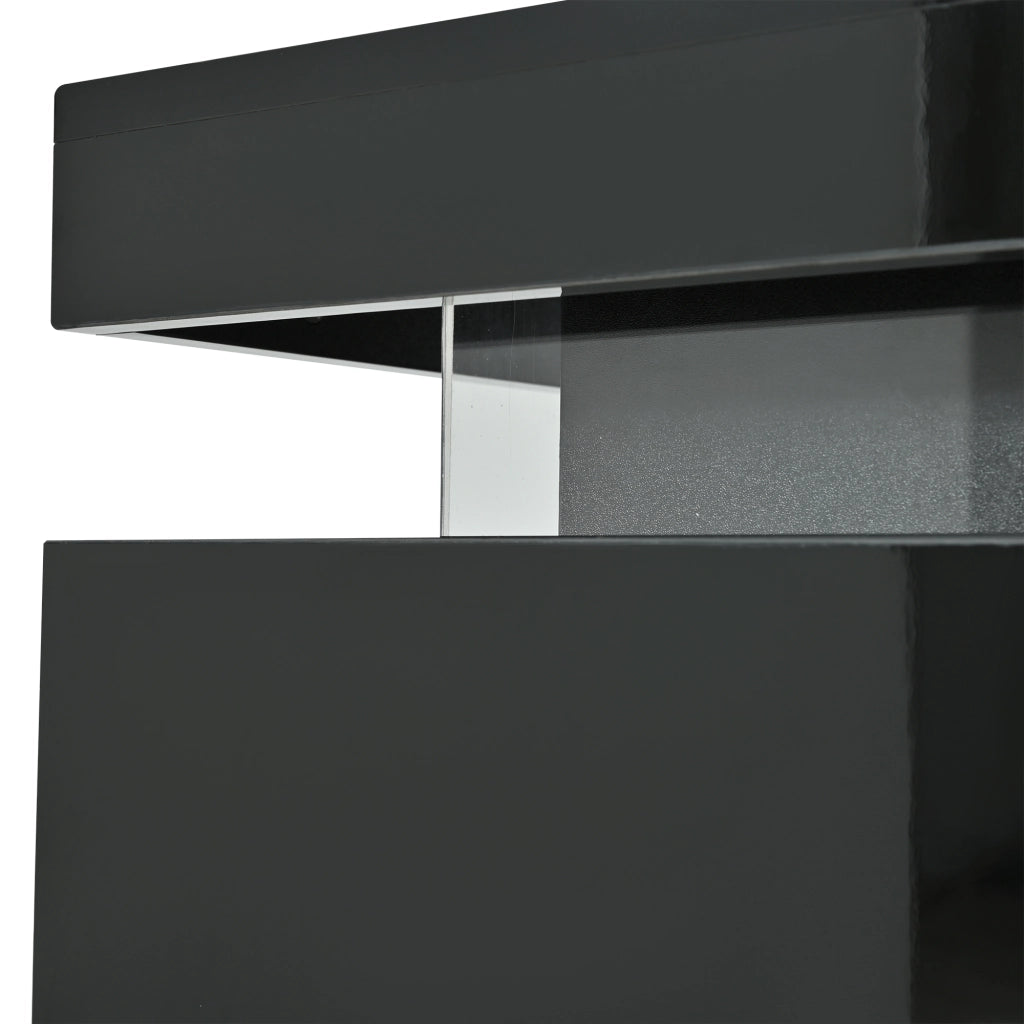 Credenza con 2 ante e 3 cassetti; illuminazione LED - per soggiorno - 140x35x72.5 cm - nera