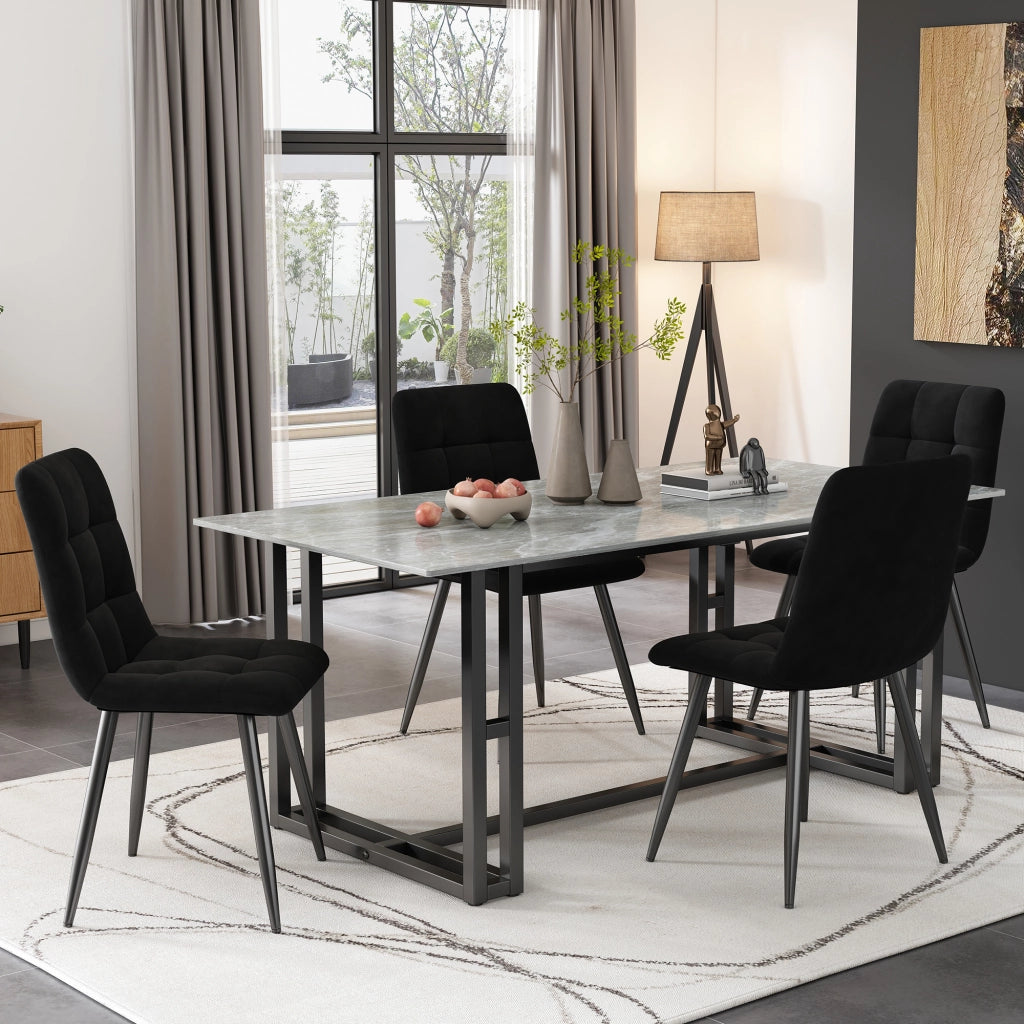 SEDIA DA PRANZO Set da 4 pezzi 44x41x86 cm Velluto Nero