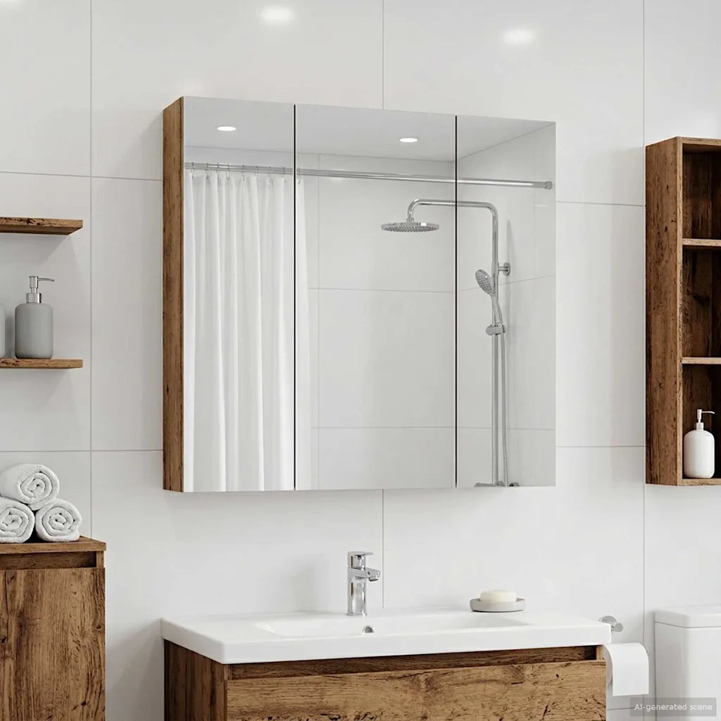 Mobiletto per specchio da bagno Legno vecchio 70 x 14,5 x 70 cm 889093