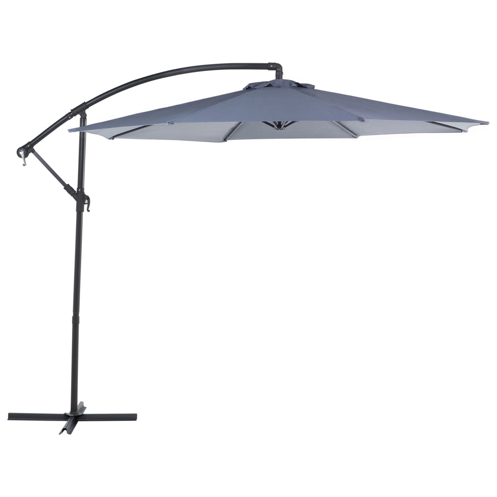 Ombrellone da giardino in tessuto grigio acciaio 300 cm resistente agli agenti atmosferici