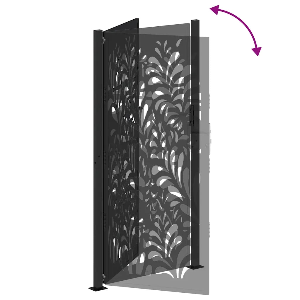 Cancello da giardino nero 100x200 cm in acciaio design ondulato 4100973