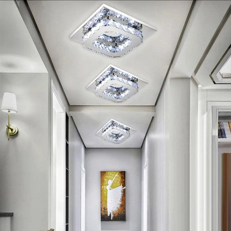 Lampada Da Soffitto Cristallo Plafoniere Led 8w Quadrato App406-c