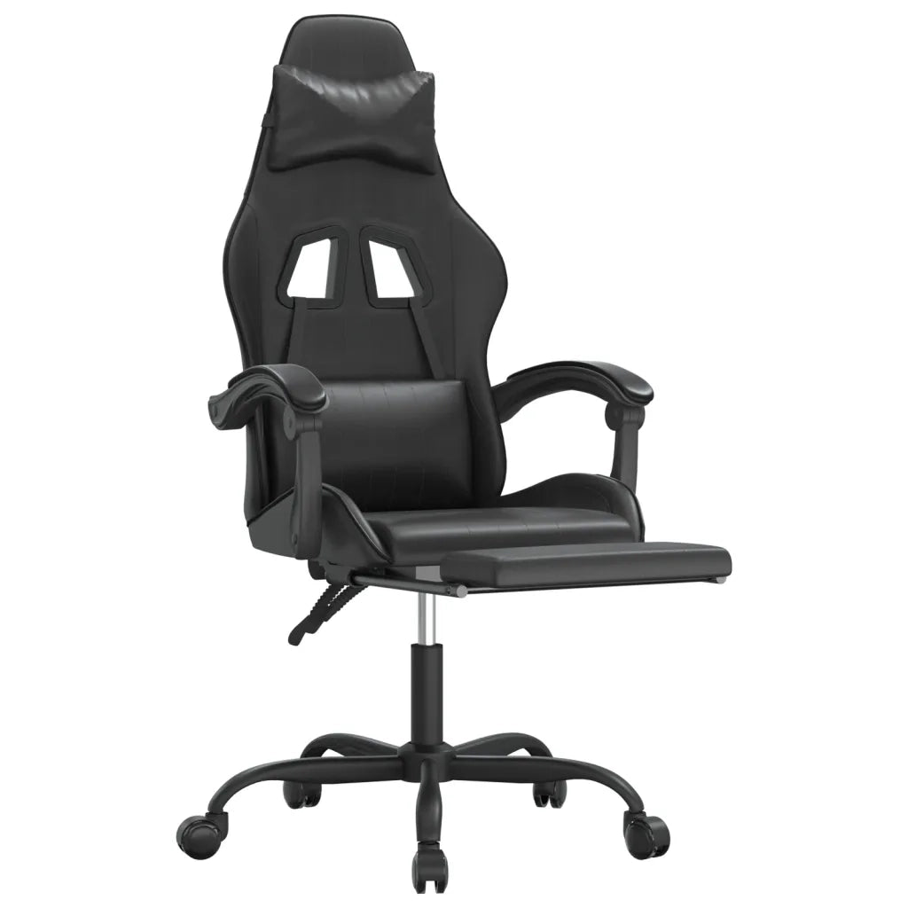 vidaXL Sedia da Gaming con Poggiapiedi Nero in Similpelle