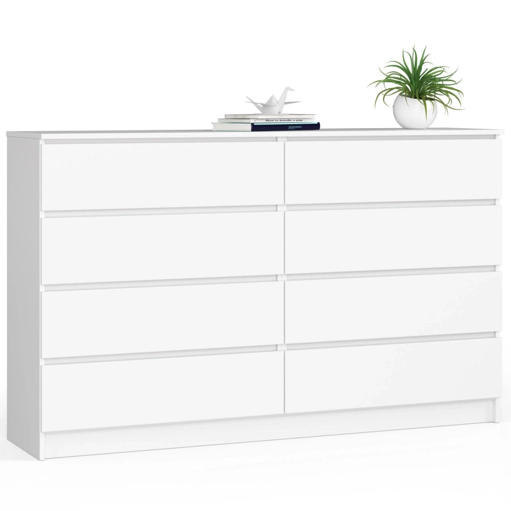 Cassettiera AKORD K160 Bianca 160 cm 8 cassetti 160x40x99 cm