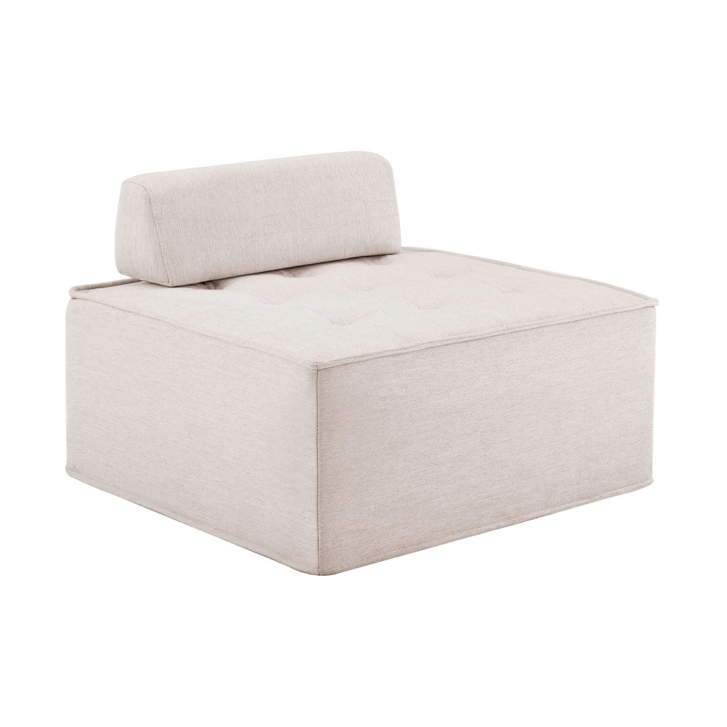 Sofa modulare compatto per piccoli spazi, rivestimento in lino, beige