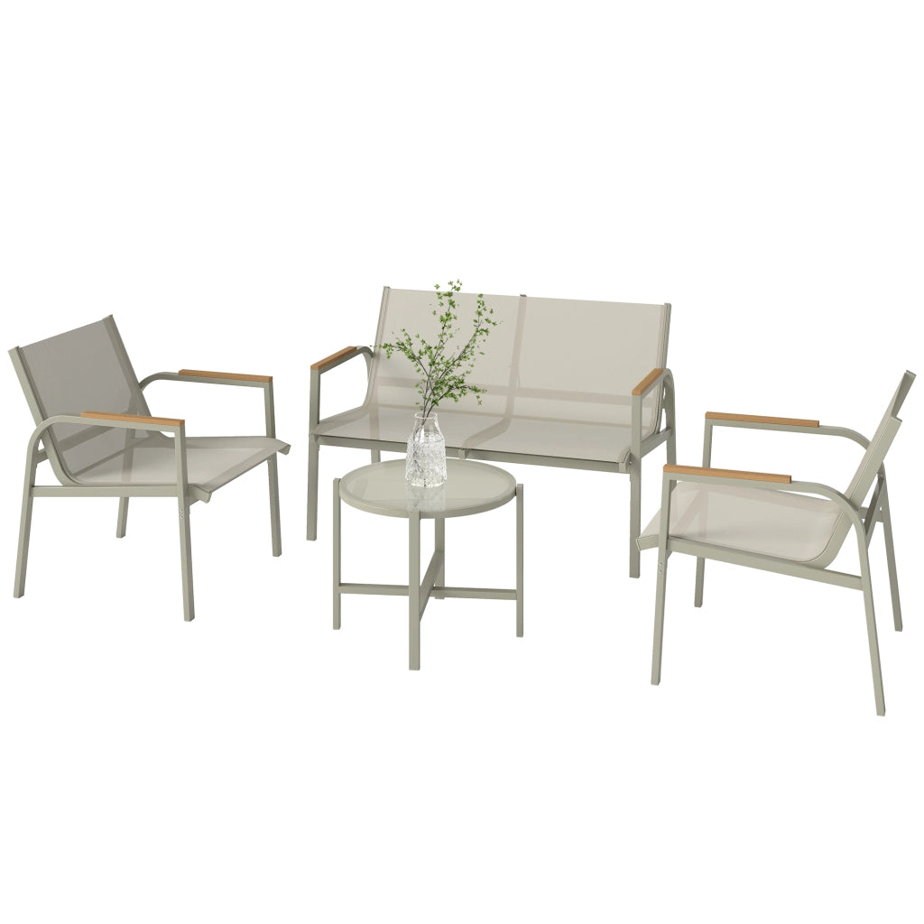 Set Divano da Esterno con Loveseat e 2 Poltrone, Verde