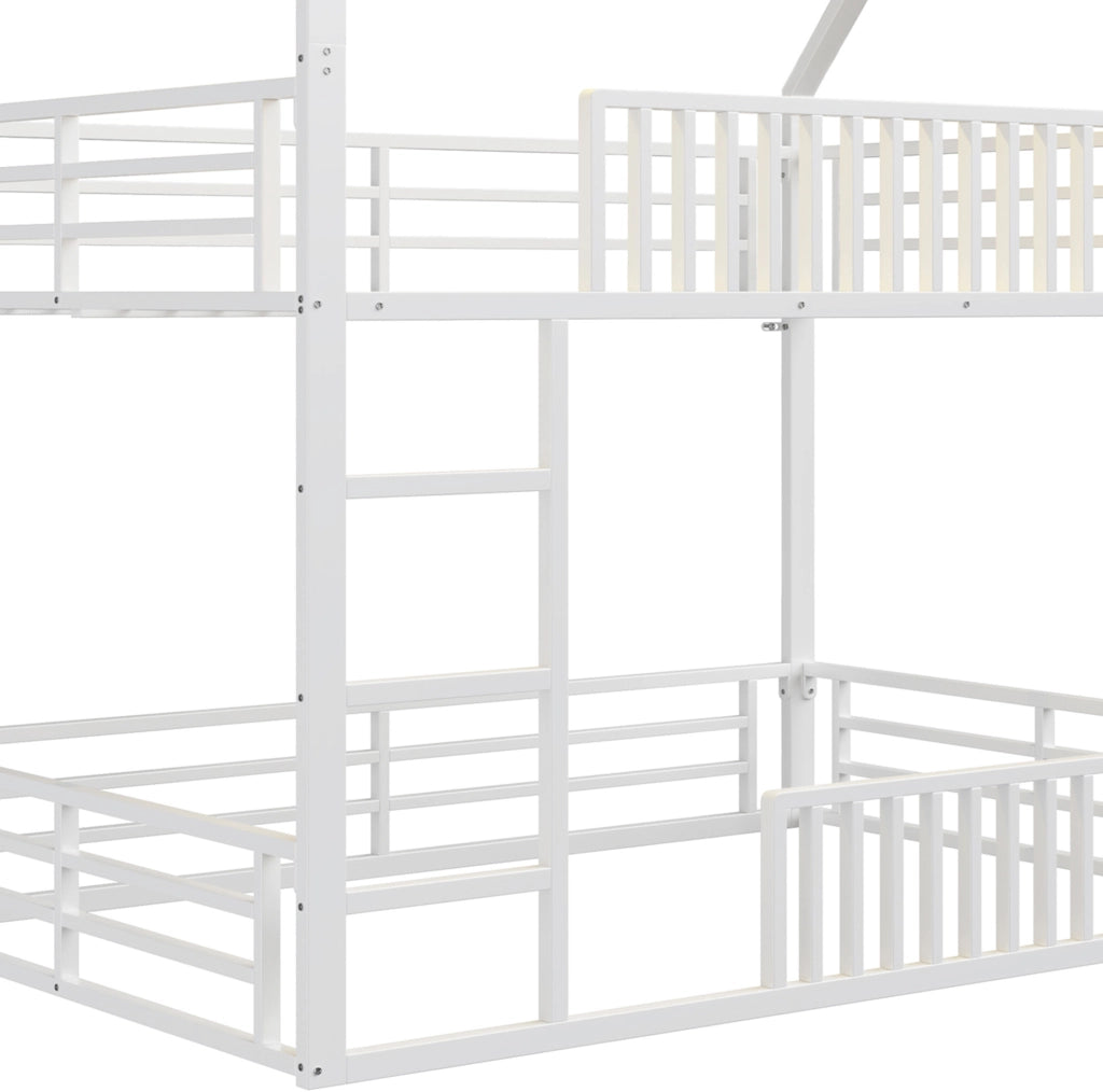 Letto a castello a casetta 140x200 cm in metallo bianco con LED