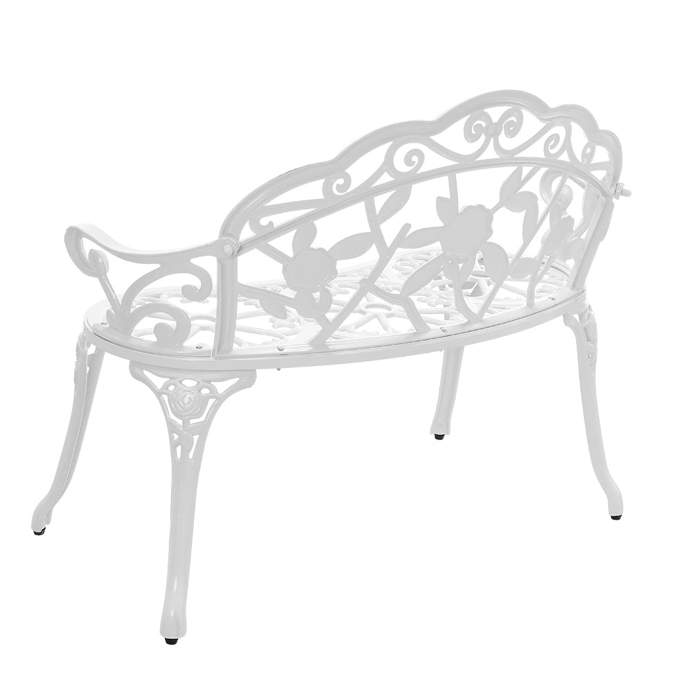 Panca da Giardino Monfalcone Panchina Decorativa con Motivi Floreali - Bianco casa.pro