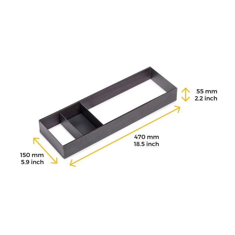 Organizzatore inclinato per cassetto Orderbox, 150x470 mm, Acciaio e Legno, Grigio antracite