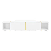 Mobile TV estensibile con frontali lucidi; 2 vani aperti e spazi chiusi; per soggiorno; 275 × 35 × 37 cm