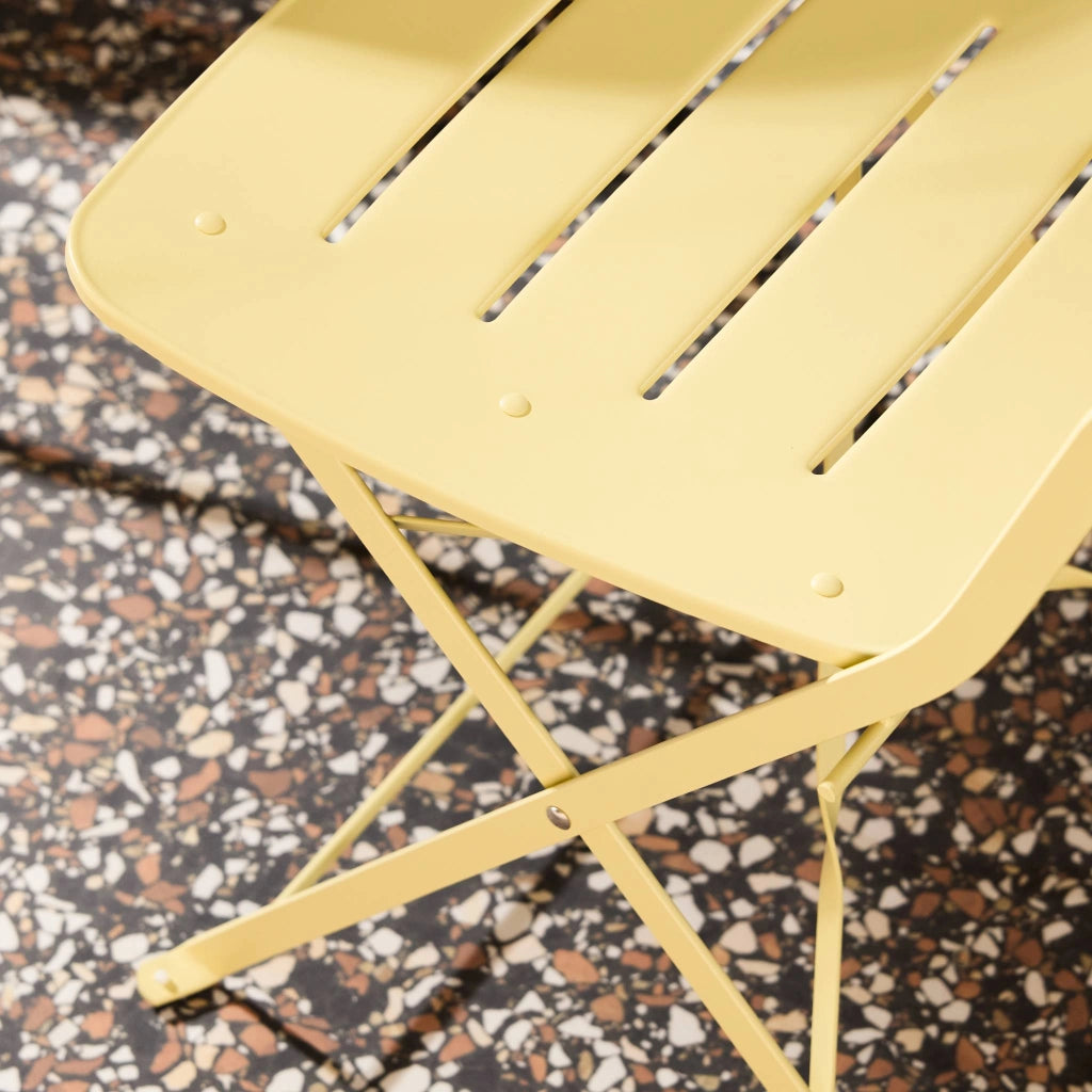 Set tavolo da giardino bistrot pieghevole rotondo in acciaio, 2 sedie,