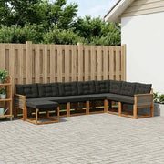 Set di divani da esterno con cuscino 8 pcs Naturale e Nero 3382140