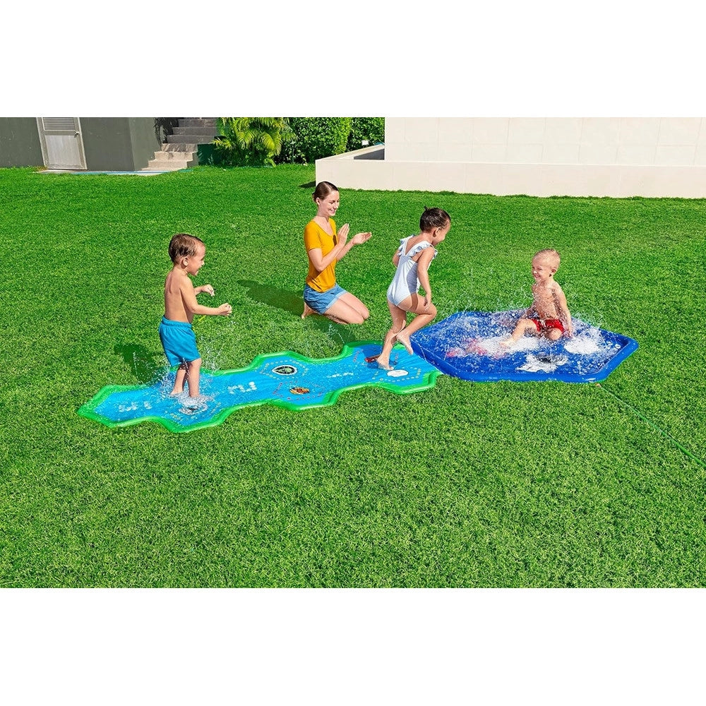 Trade Shop - Tappetino Gonfiabile Con Fontana Spruzzi Base Spaziale 335x150cm Adventure 52571 -