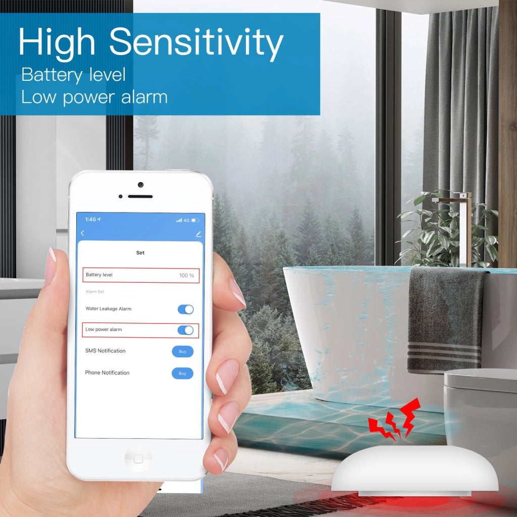 Sensore Perdita Acqua Rilevatore di Allagamento ZigBee Protocollo ZigBee 3.0 TUYA, Smart Life CR2032 IP66 Ø50x17mm