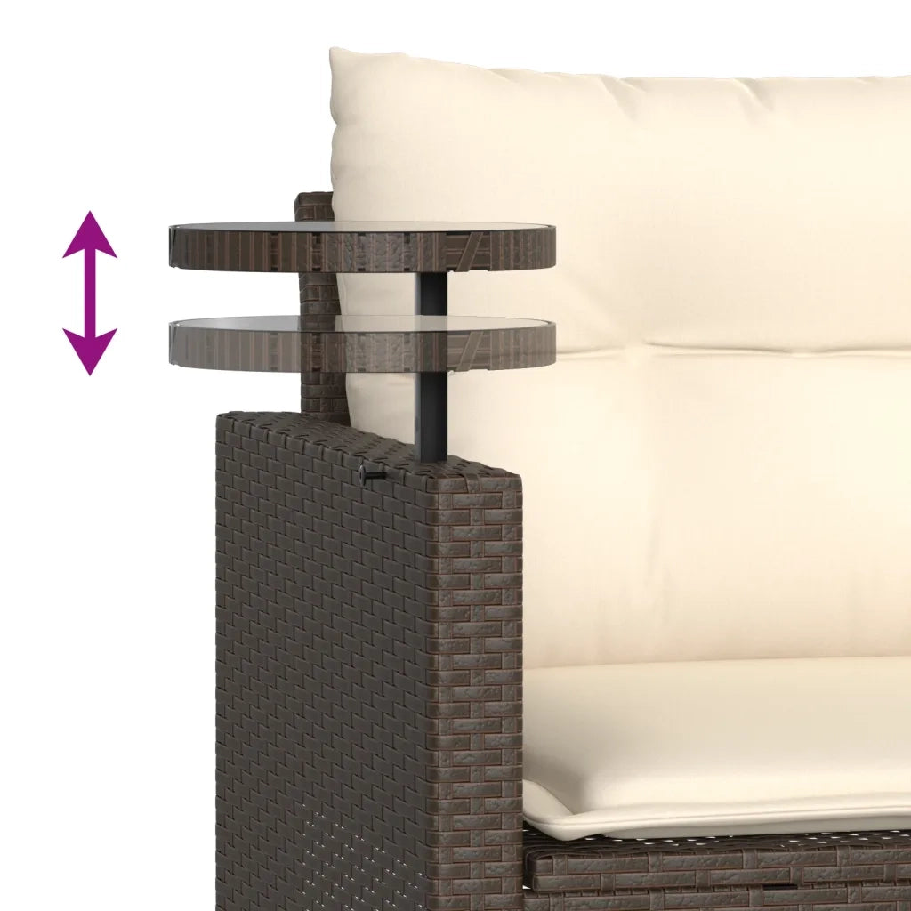 Set Divano da Giardino 3 pz | Set Salotto da Giardino con Cuscini Marrone in Polyrattan