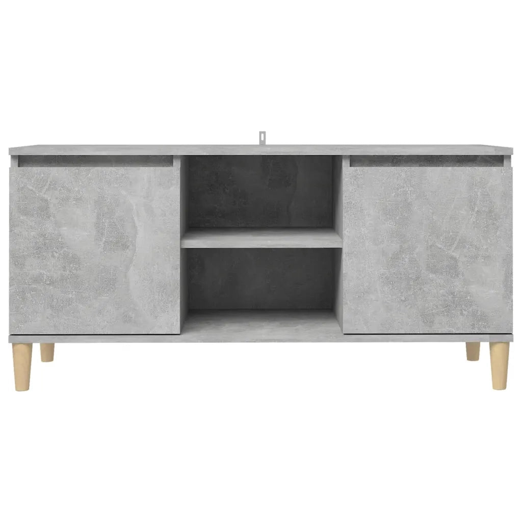 Mobile TV con Gambe in Legno Grigio Cemento 103,5x30x50 cm 805963