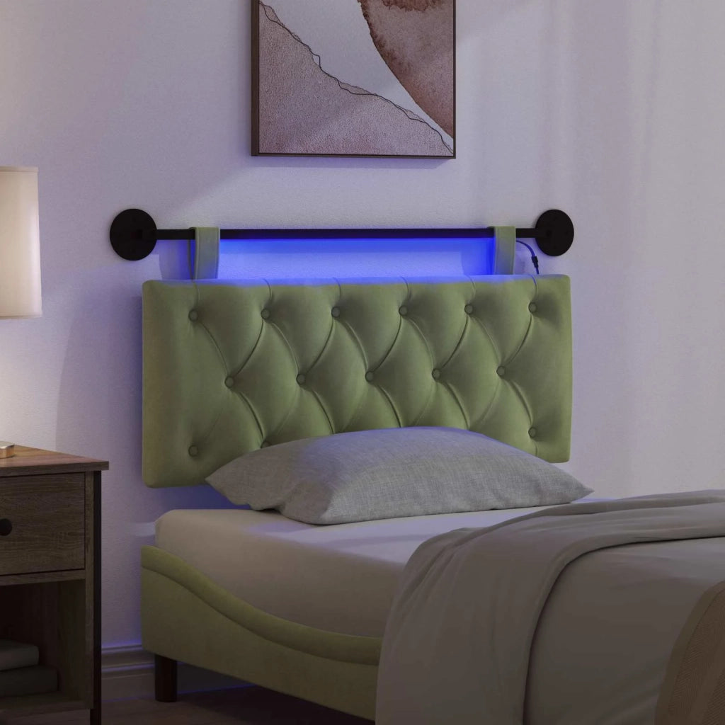 Testiera sospesa Con luce LED Verde chiaro Velluto